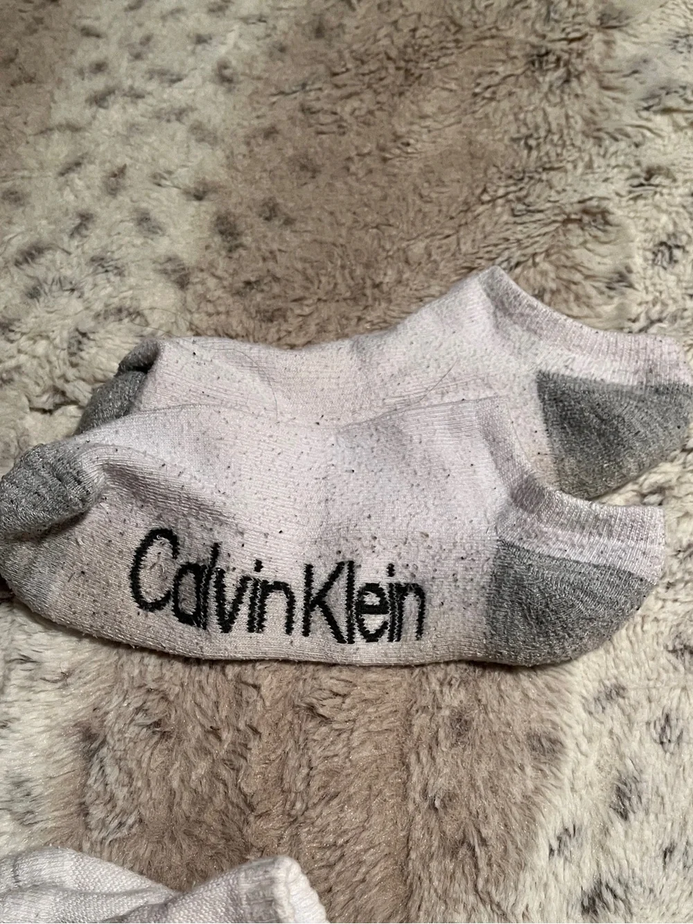 Calvin Klein White Low-Cut Athletic Socks with Gray Accents